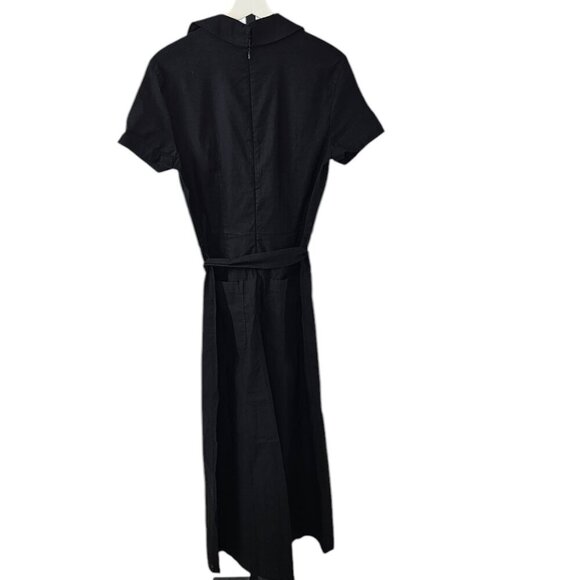 Anthropologie Maeve The Colette Wrap Jumpsuit - Black, Size 12P, Wide Leg - Picture 9 of 11